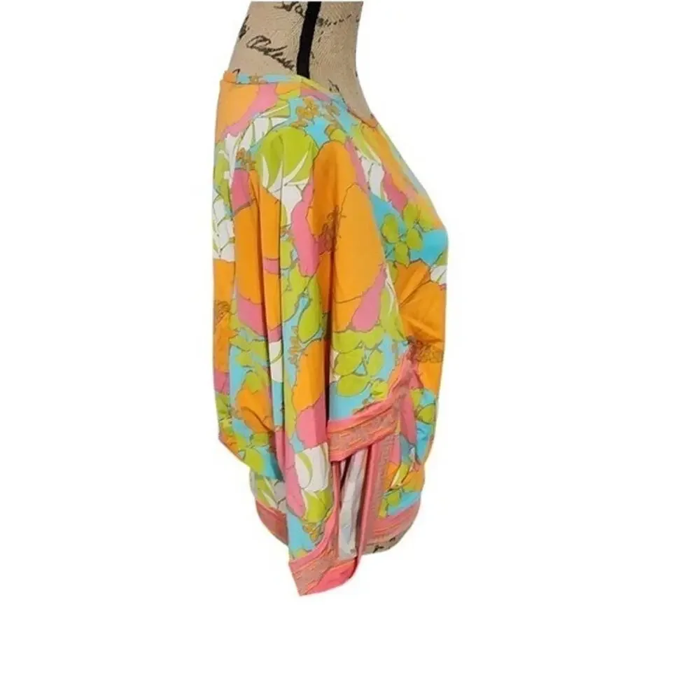 Trina Turk orange and pink 60s 70s PLAYA DE FLOR SWIM TUNIC size medium new!!!